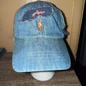 Polo Ralph Lauren Denim Hat with Red Stitching Good Guys custom OS